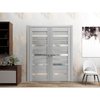 Sartodoors Solid French Double Doors 36 x 84in, Quadro 4445 Light Grey Oak W/ Frosted Glass QUADRO4445DD-OAK-3684